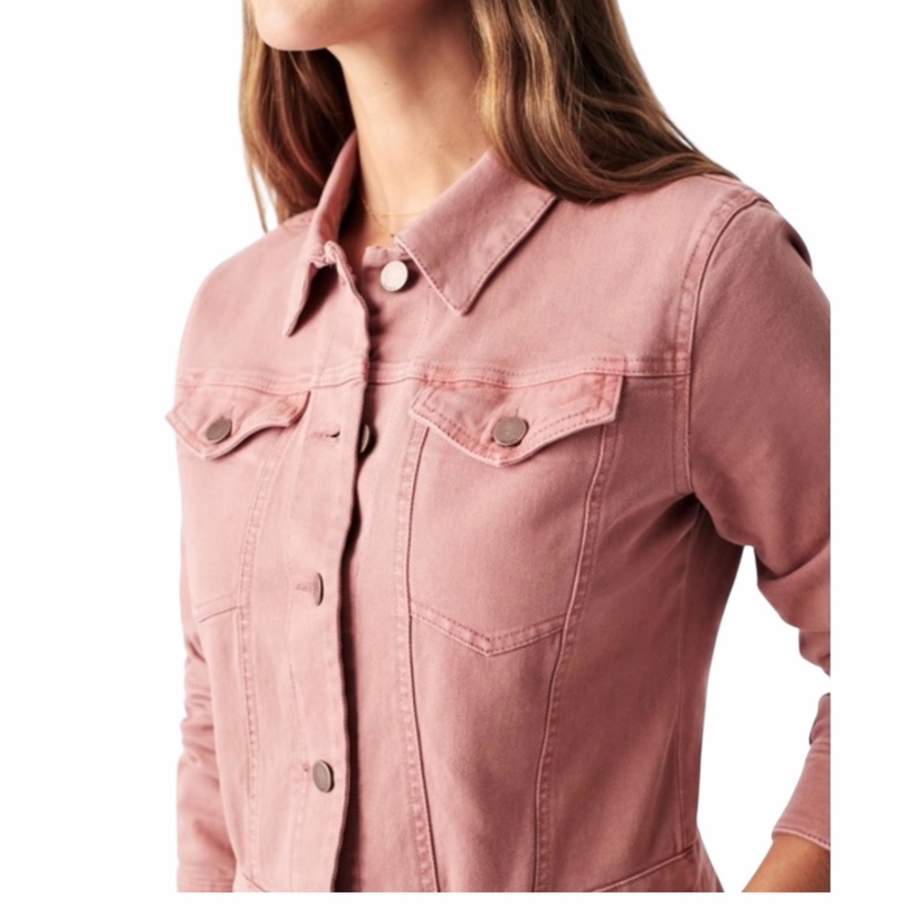 Faherty Pink Denim Shirt Dress Button Front Mini Organic Cotton Size S - Picture 8 of 8